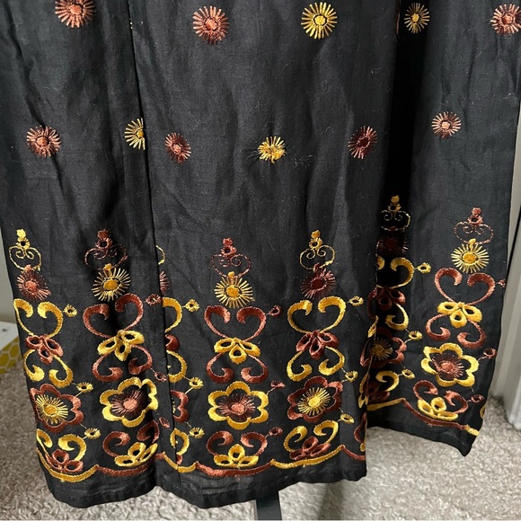 Urban Outfitters Lip Gloss 90s Black Floral Printed Cotton Maxi Skirt Size 7 NWT - Picture 3 of 6